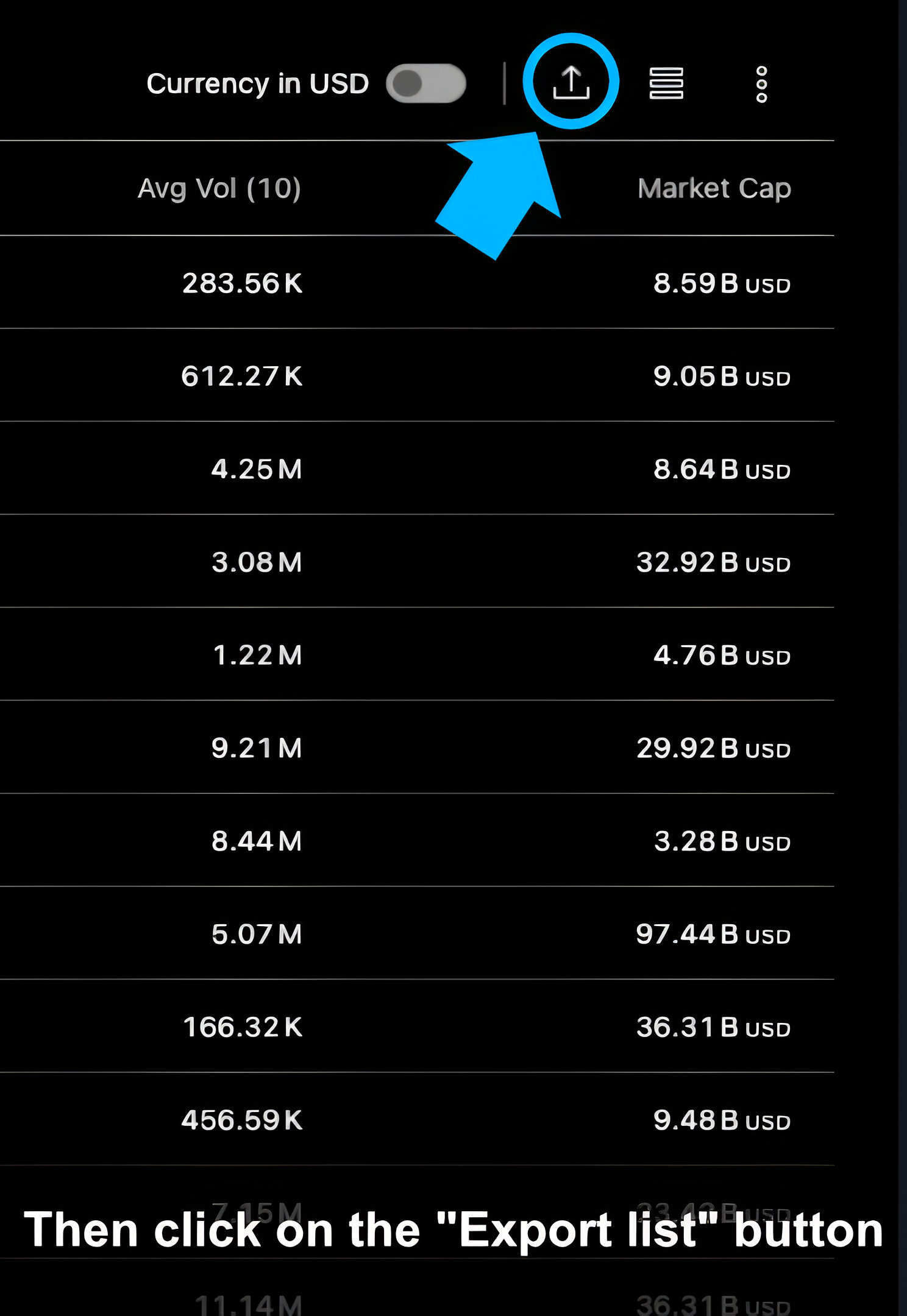Step 1: Click Export button